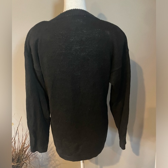 Vintage Western Connection Sequin Beaded Heart Sweater Black Ramie Cotton Size S - Picture 9 of 10